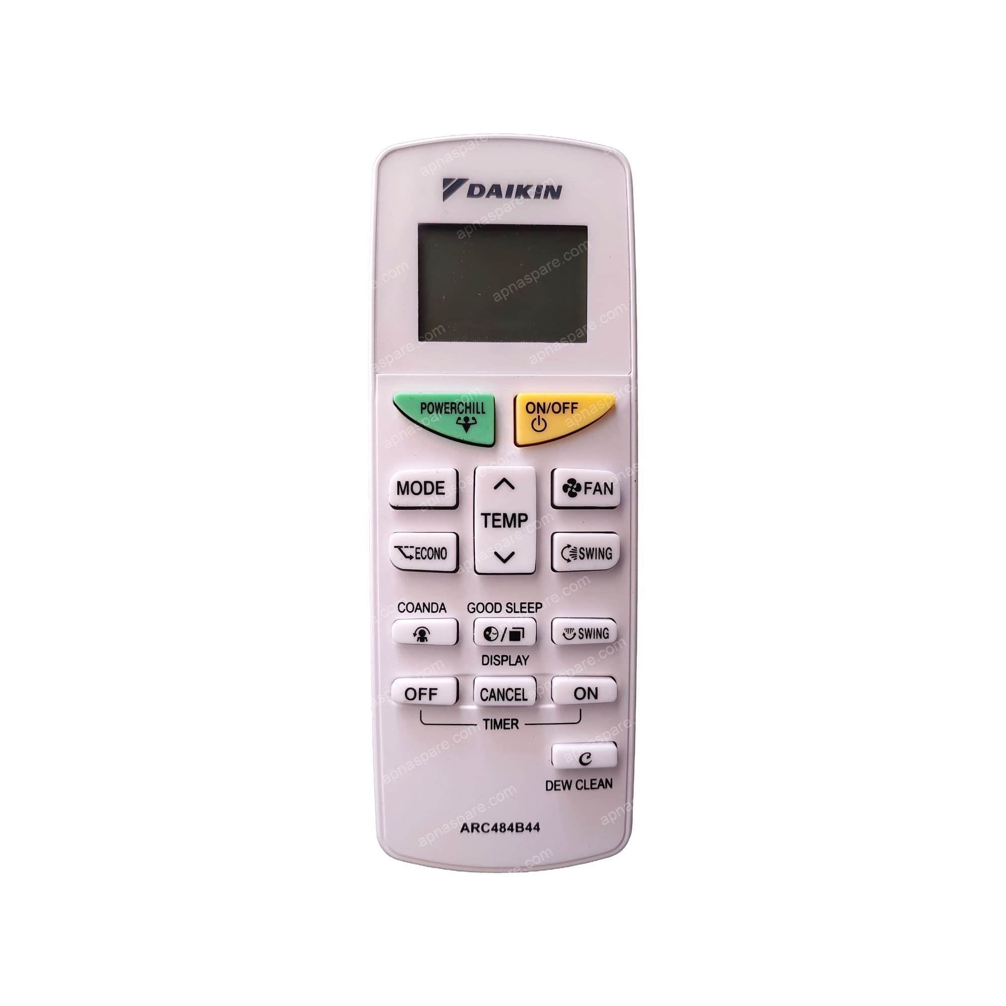 Daikin AC Remote Control - LCD Split AC Remote with Powerchill, Coanda and Dew Clean | ARC484B44 | Compatible Replacement Remote