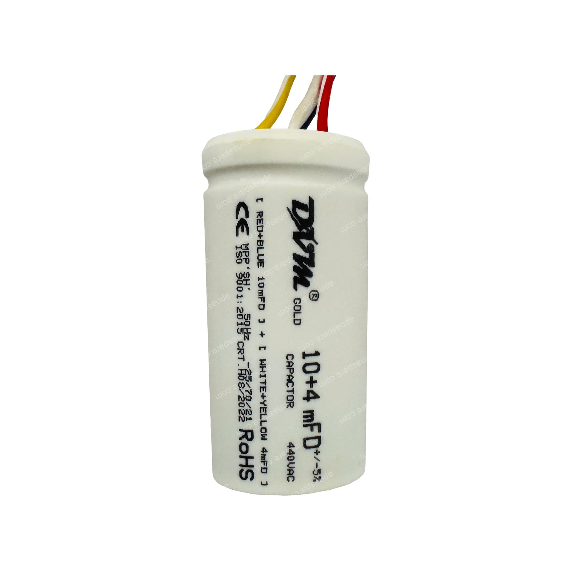 DVM Gold 10+4 MFD Dual Run Capacitor – 440V AC Twin Capacitor for AC Compressor & Fan Motor | CE, RoHS, ISO 9001:2015 Certified