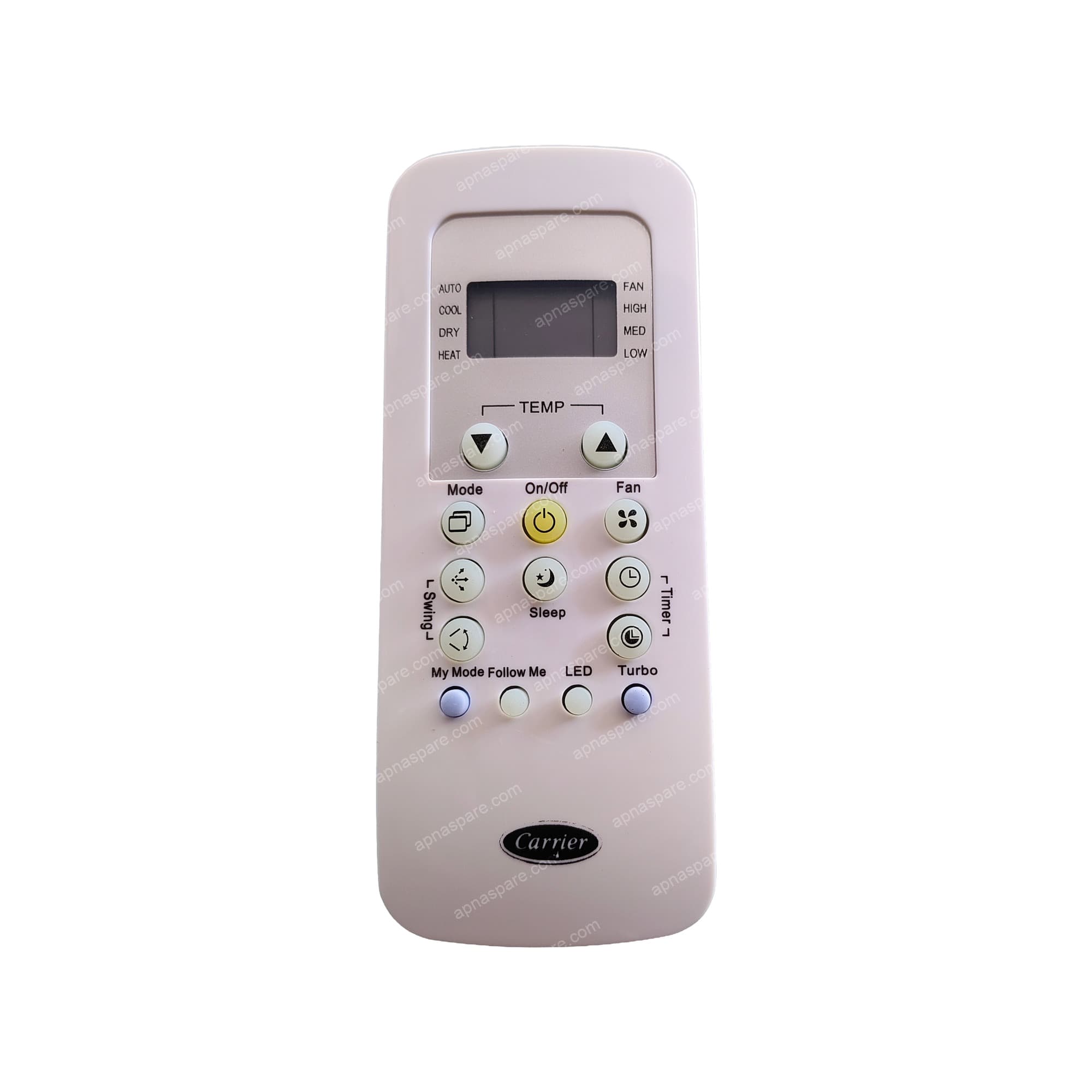Carrier AC Remote Control - LCD Split AC Remote with Follow Me, My Mode and LED | VE148A | Compatible Replacement Remote