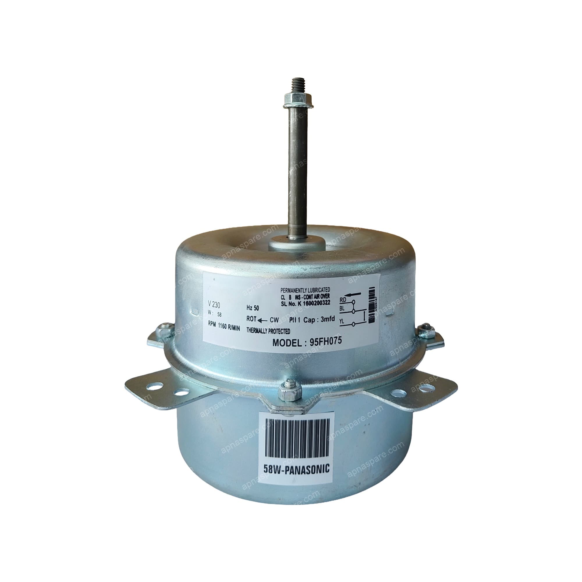 Panasonic AC Outdoor Fan Motor 58W – Model 95FH075 | 1160 RPM Condenser Motor