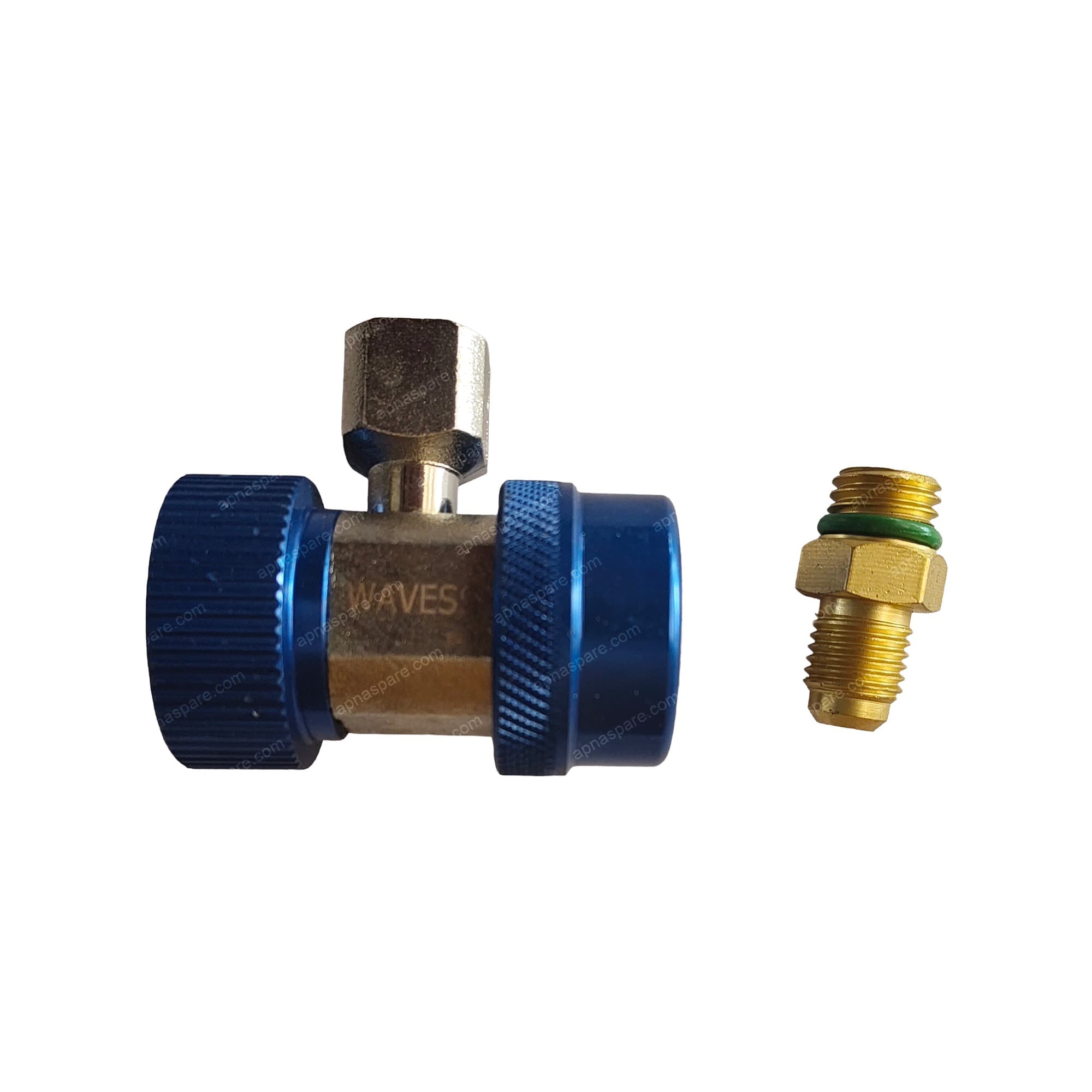 Waves Blue Quick Coupler – Car A/C Refrigerant Connector with Bleed Valve, Includes Brass Adapter Fitting