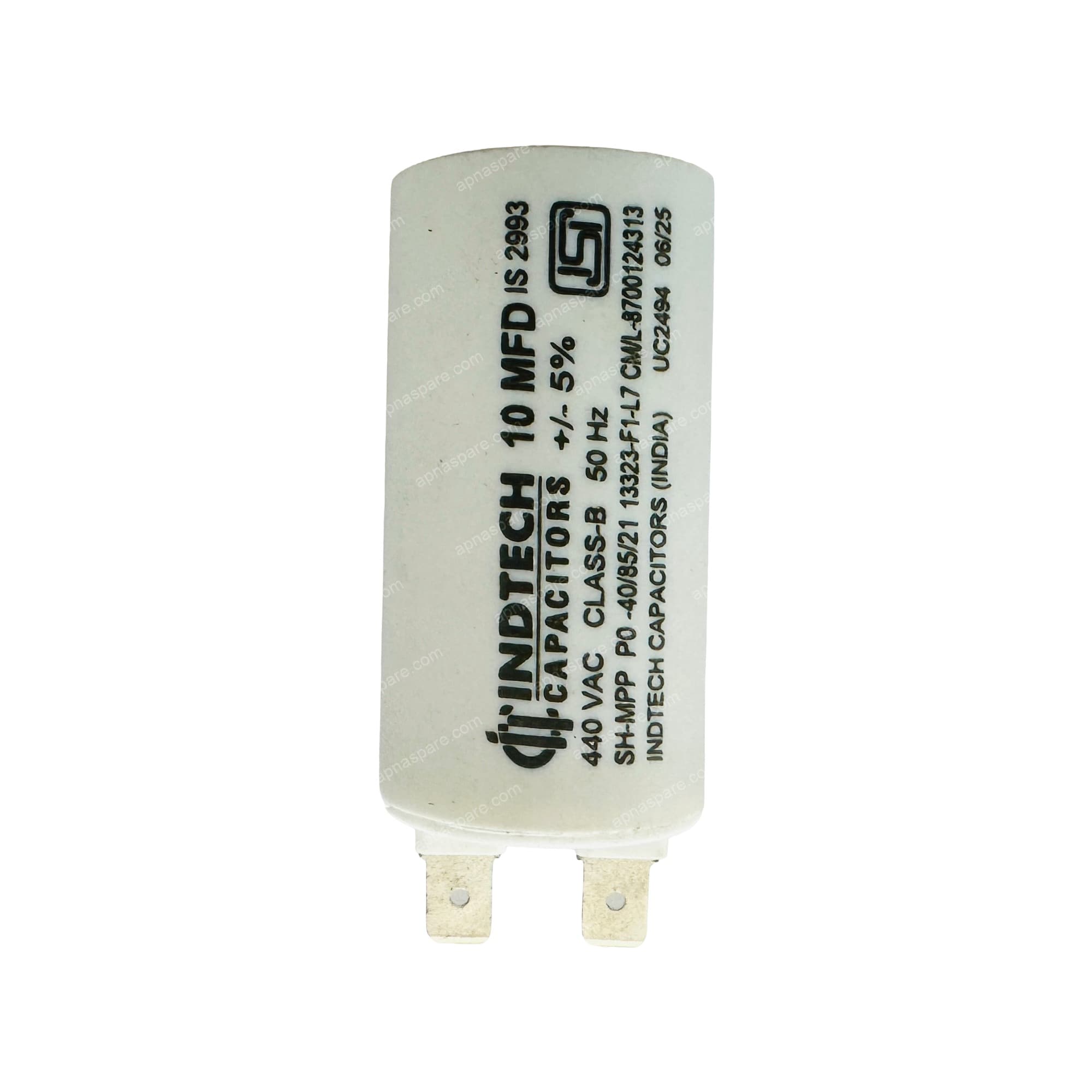 Indtech 10 MFD Capacitor with Pin Terminals – 440V AC Motor Run Capacitor for Pump, AC & Single Phase Motors | ISI Marked IS 2993